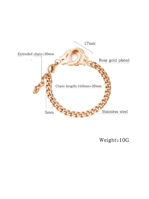 Open Sky Titanium With Rose Gold Plated Simplistic Handcuffs  Chain Bracelets 3