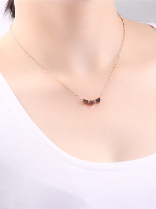 GROSE Three Heart  shape Pendant Clavicle Necklace