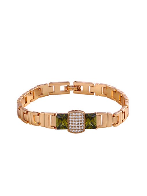 Green Copper Alloy 18K Gold Plated Europe and America Fashion style Zircon Bracelet