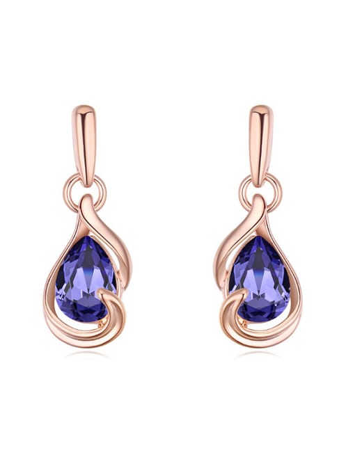 purple Fashion Water Drop austrian Crystals Rose Gold Plated Earrings