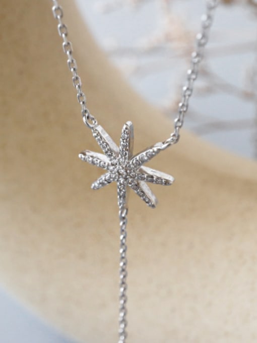DAKA Pure silver inlaid zircon sun flower clavicle Necklace 3