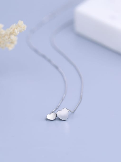 One Silver Double Heart Necklace 0