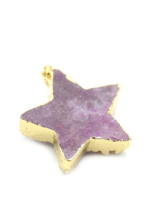 Tess Simple Pink Natural Crystal Star Gold Plated Pendant 2