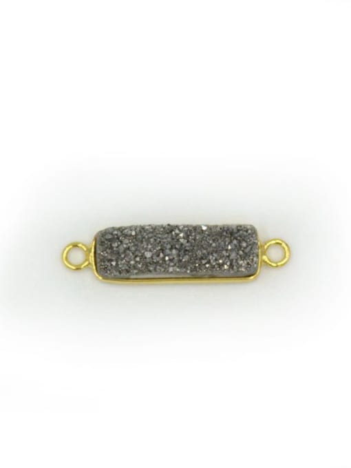 grey Simple Rectangular Natural Crystal Gold Plated Pendant