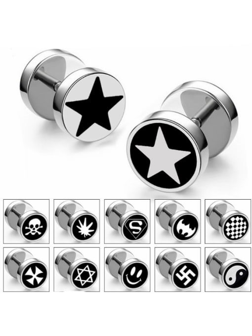 BSL Stainless Steel With Silver Plated Personality Geometric Stud Earrings 1