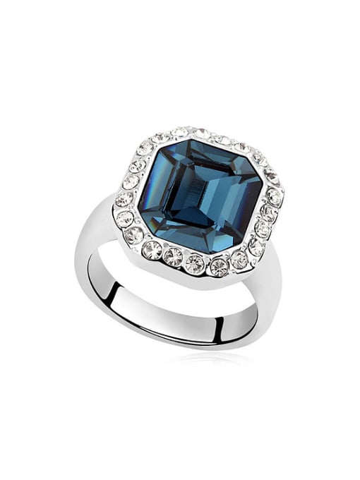 royal blue Fashion austrian Crystal Alloy Platinum Plated Ring