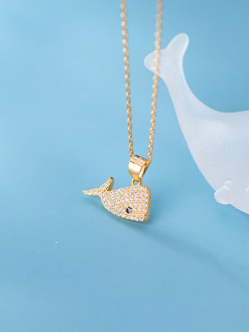 Rosh 925 Sterling Silver With  Cubic Zirconia  Simplistic Animal  Fish Necklaces 1