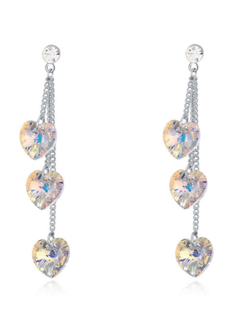 white Fashion Heart-shaped austrian Crystals Alloy Drop Earrings