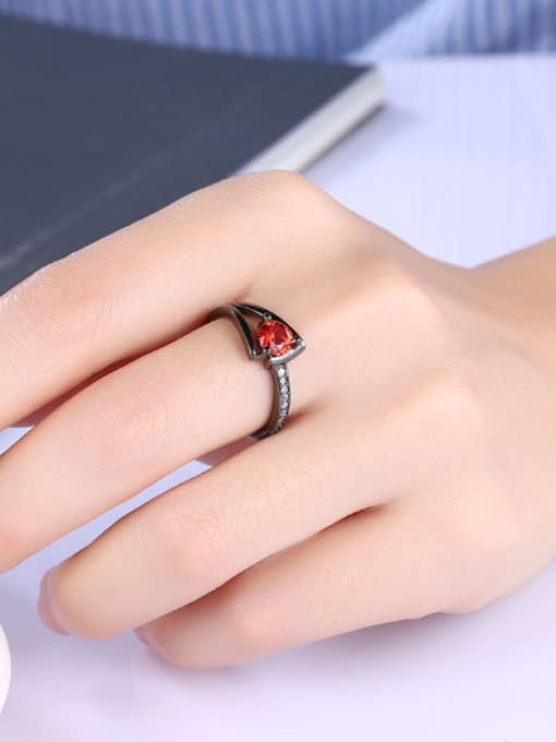 OUXI Fashion Red Zircon Rhinestones Ring 1