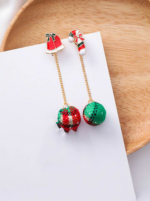 M bell crutches Alloy With Rose Gold Plated Cute Santa Clausr Gift Candy Cane fashion earrings Drop Earrings