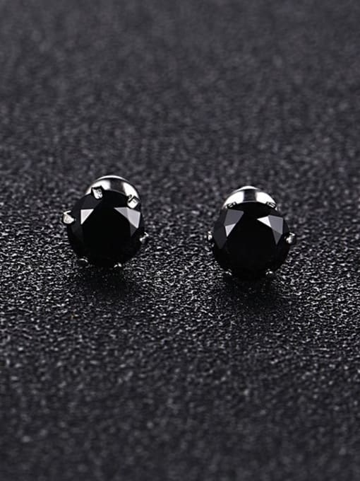 CONG Fashionable Round Shaped Black Rhinestone Stud Earrings 0