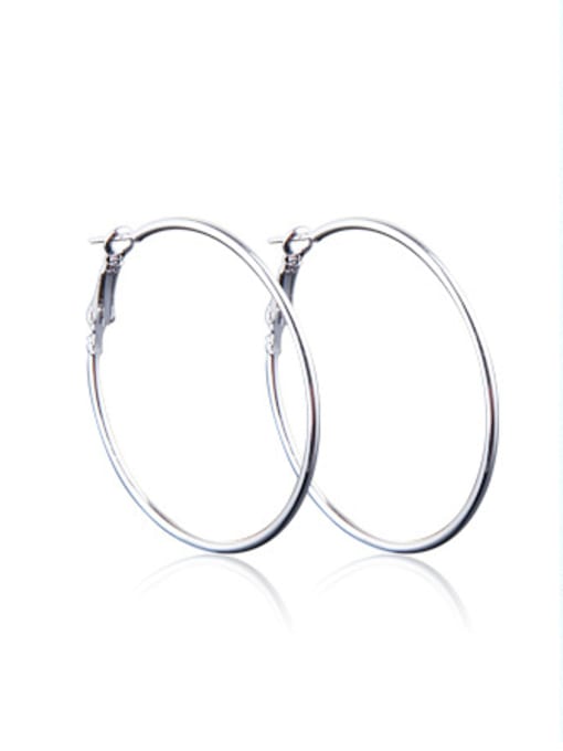 BSL Stainless Steel With Silver Plated Exaggerated Round Earrings