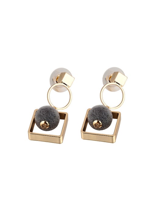 Gray Personality Gold Plated Geometric Shaped Stud Earrings