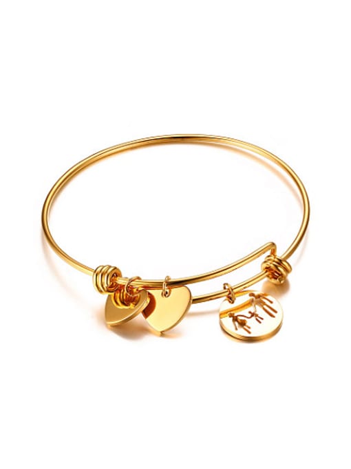 CONG Exquisite Heart Shaped Gold Plated Titanium Bangle 0