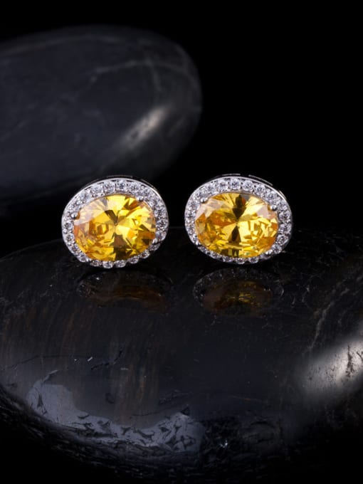 Yellow Noble AAA Zircons Stud Cluster earring