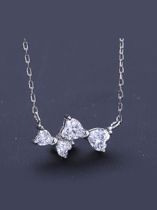 One Silver S925 Silver Bowknot Necklace 0