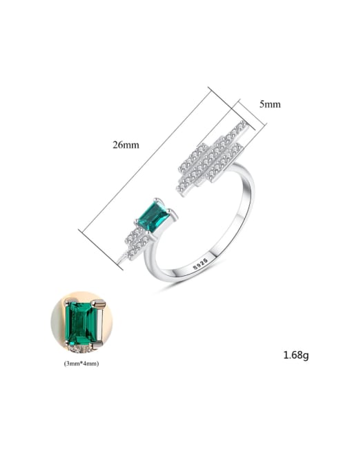 CCUI Sterling silver emerald inlaid zircon geometric free size ring 3