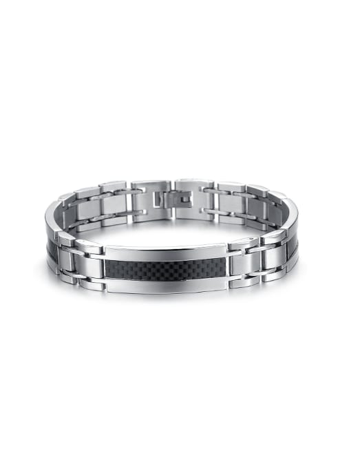 Open Sky Simple Carbon Fiber Titanium Men Bracelet 0