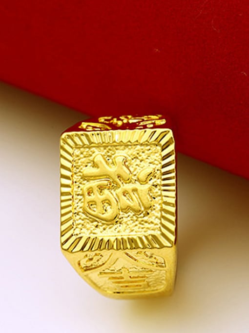 XP Copper Alloy 24K Gold Plated Vintage Letter Men Signet Ring 2