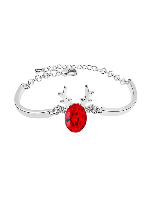 red Simple Deer Horn Oval austrian Crystal Alloy Bracelet