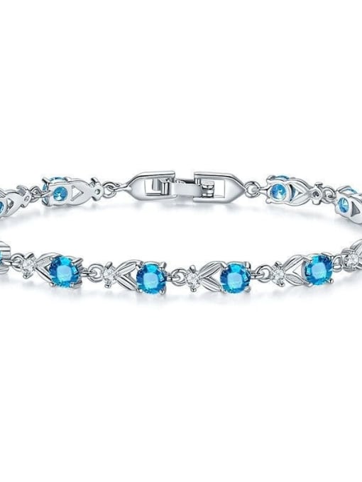 Sea blue Copper With White Gold Plated Delicate Cubic Zirconia Bracelets