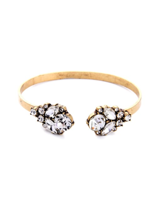 KM Alloy Gold Plated Rhinestones Bangle 1