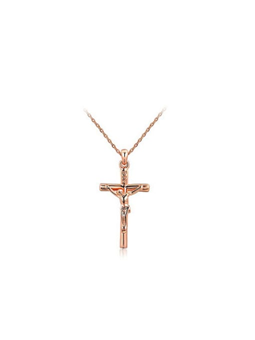 Rose Gold Fashionable Rose Gold Plated Cross Shaped Necklace
