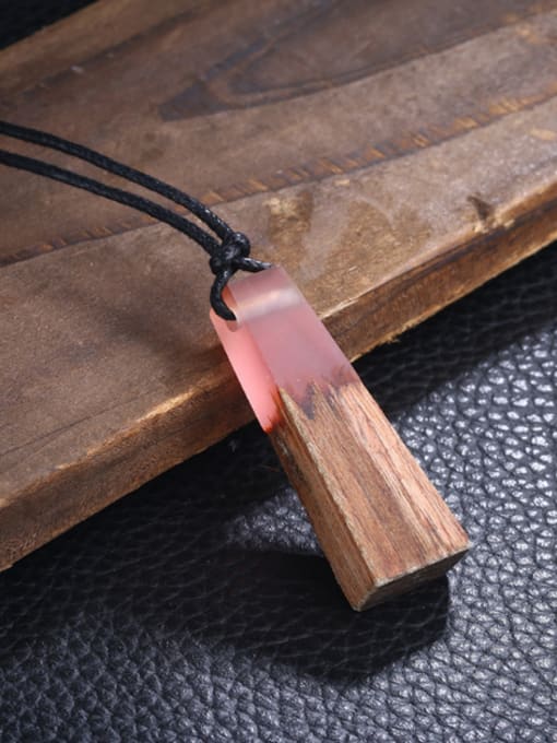 Pink Charming Trapezoid Shaped Resin Sweater Necklace