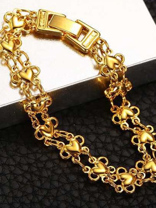 XP Copper Alloy 18K Gold Plated Classical Heart-shaped Bracelet 1