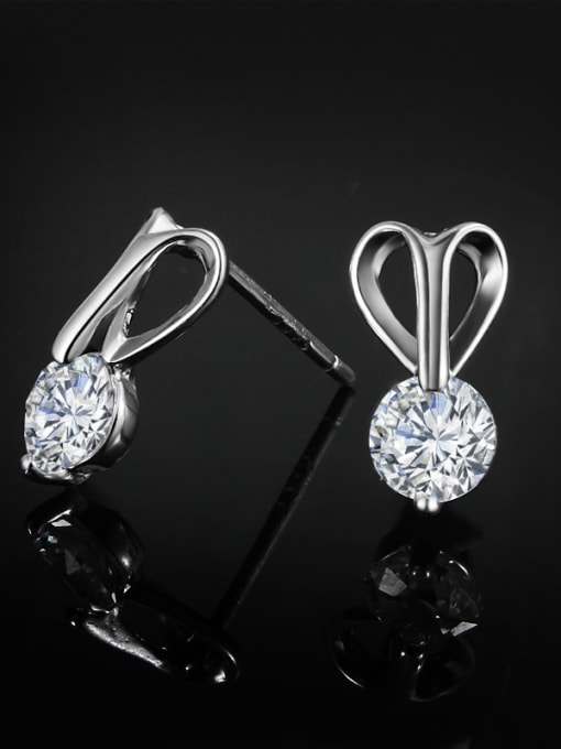 SANTIAGO Simple Little Heart Cubic Zircon 925 Sterling Silver Stud Earrings 2