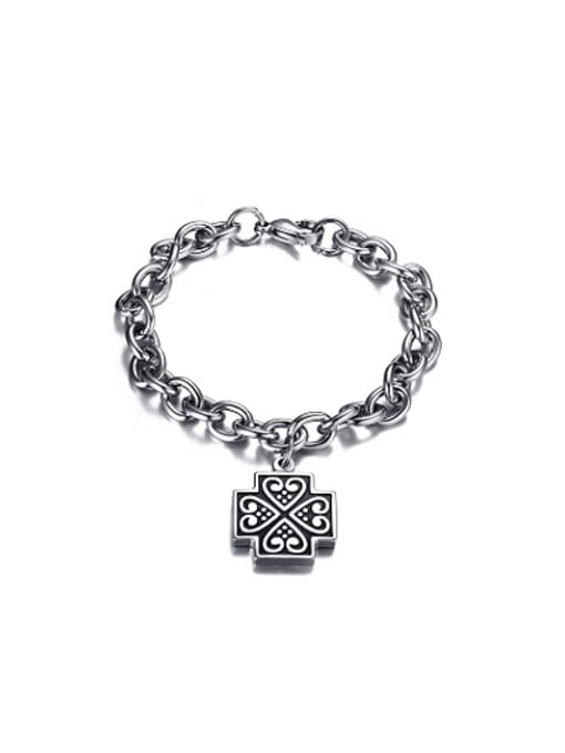 CONG Punk Style Cross Shaped Stainless Steel Bracelet 0