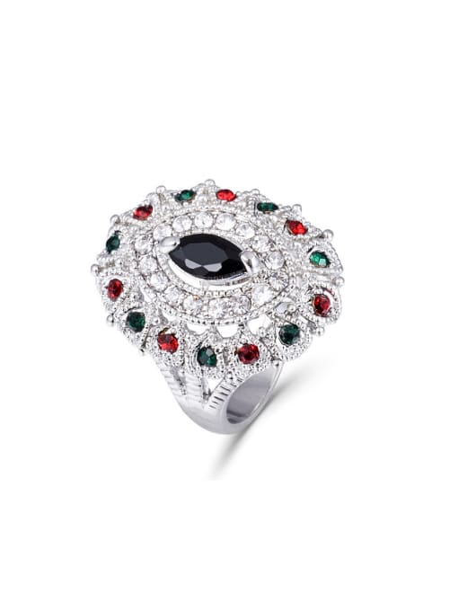 Gujin Exaggerated Retro style Crystal Rhinestones Alloy Ring 0