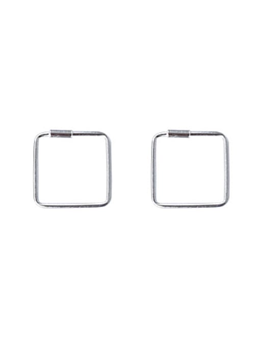 Square Simple Geometrical Silver Stud Earrings