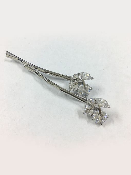 Wei Jia Simple Little Zircon-studded Cherry Platinum Plated Hairpin 3