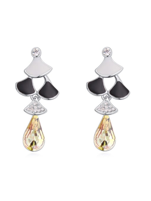 light yellow Exquisite Personalized Water Drop austrian Crystals Alloy Earrings