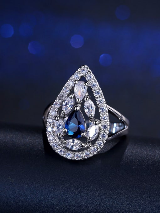 Blue #7 Fashion Zircons Drop Engagement Ring