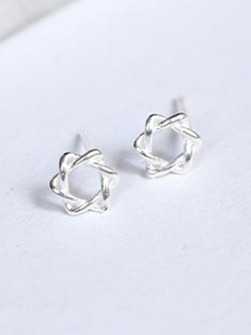 Peng Yuan Tiny Hollow Six-pointed Star Stud Earrings 0