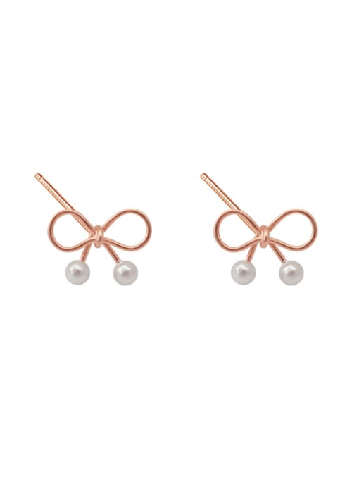 Peng Yuan Lovely Bowknot Freshwater Pearl Stud Earrings 0