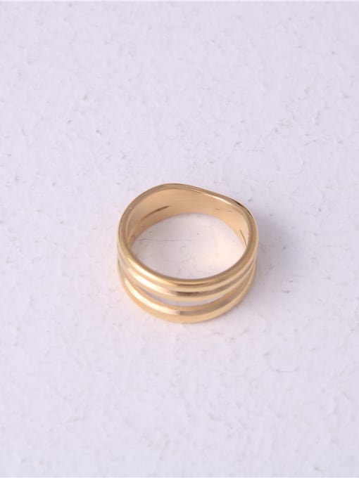 GROSE Titanium With Gold Plated Simplistic Smooth Round Band Rings 3