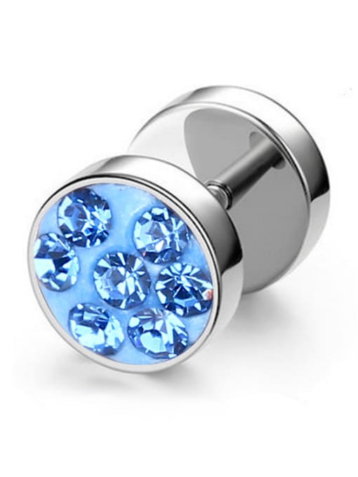 blue Stainless Steel With Fashion Round Stud Earrings