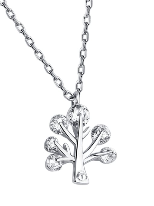 Dan 925 Sterling Silver With Cubic Zirconia Fashion Wishing tree pendant Necklaces