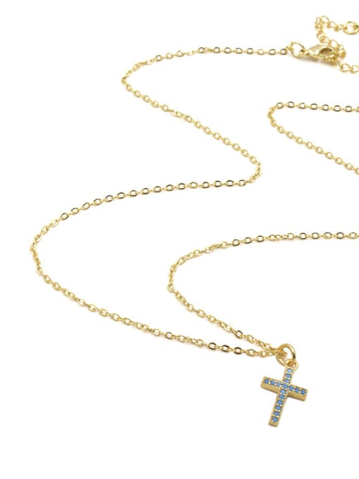 My Model Cross Shaped Simple Small Gold Black Plated Necklace 4