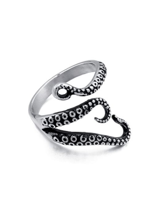 CONG Personality Black Gun Plated Octopus Shaped Titanium Ring 0