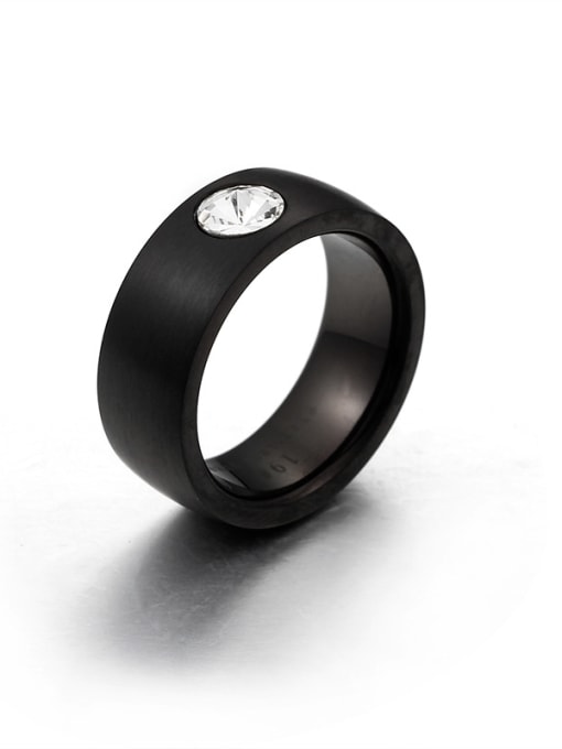 Black and white drill Stainless Steel With Cubic Zirconia Trendy Band Rings