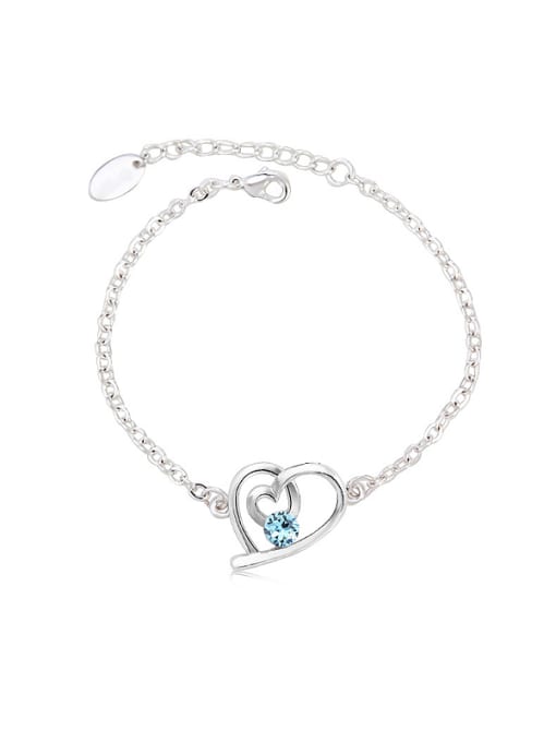 Platinum,blue 18K White Gold Heart Shaped Crystal Bracelet