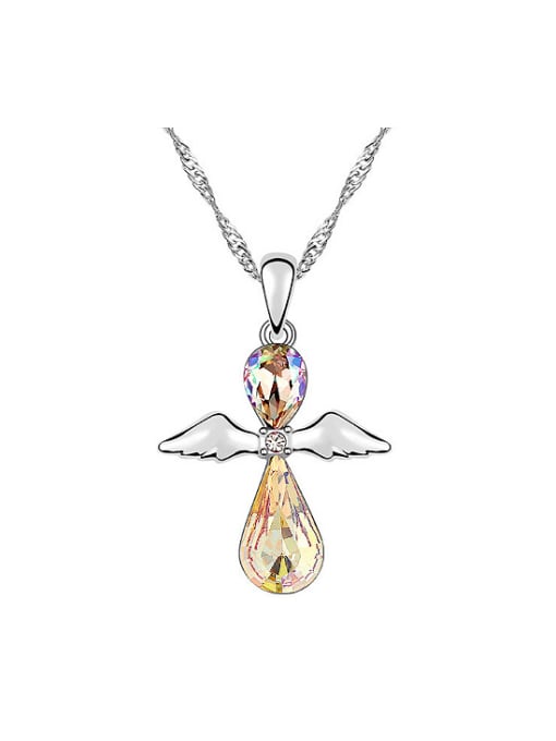 QIANZI Fashion Water Drop austrian Crystals Angel Pendant Alloy Necklace