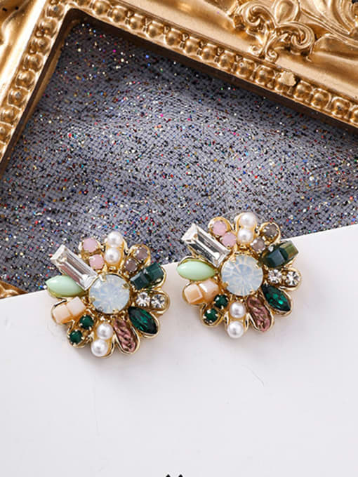 Drawing Paragraph Alloy With Rose Gold Plated Vintage Flower Stud Earrings