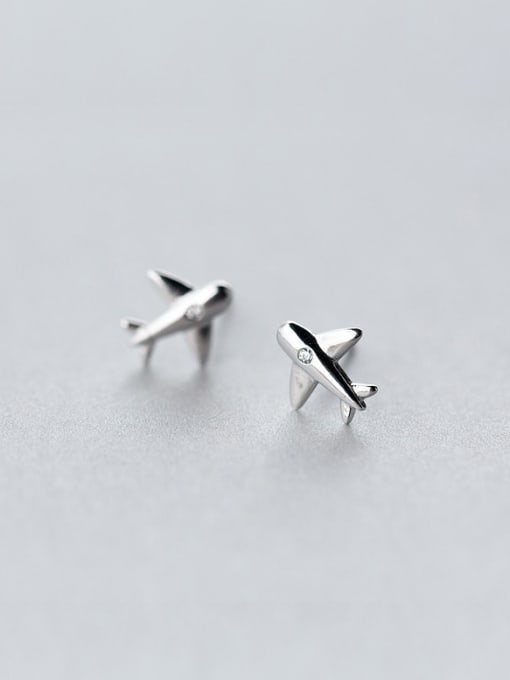 Rosh S925 Silver Simple Small Plane Stud cuff earring 0