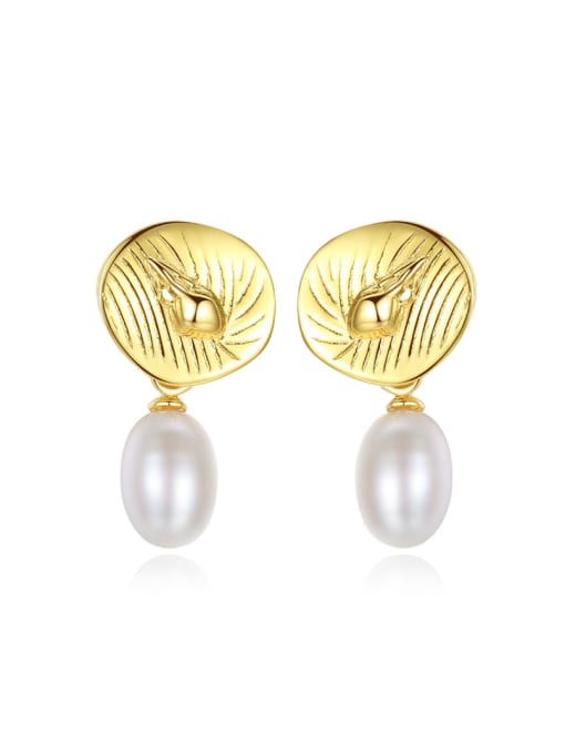 CCUI Sterling silver plated-18k gold natural pearl conch Earrings 0