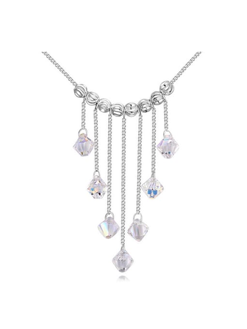 QIANZI Fashion Little austrian Crystals Tassels Pendant Alloy Necklace
